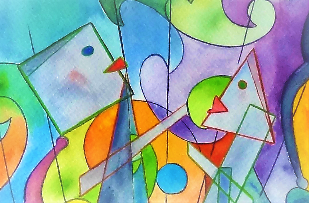 GÉOMÉTRIE COLORÉE - Aquarelles et toiles -