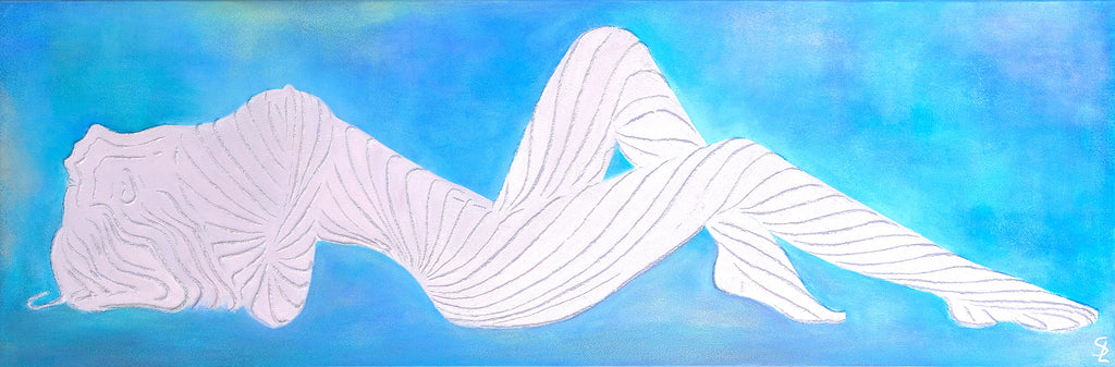 SUR LA PLAGE ABANDONNÉE – Hommage à Brigitte Bardot – Toile 3D Sable Sculpté 2021 – Œuvre Unique