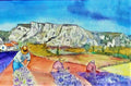 CUEILLETTE DE LAVANDES - Aquarelle originale