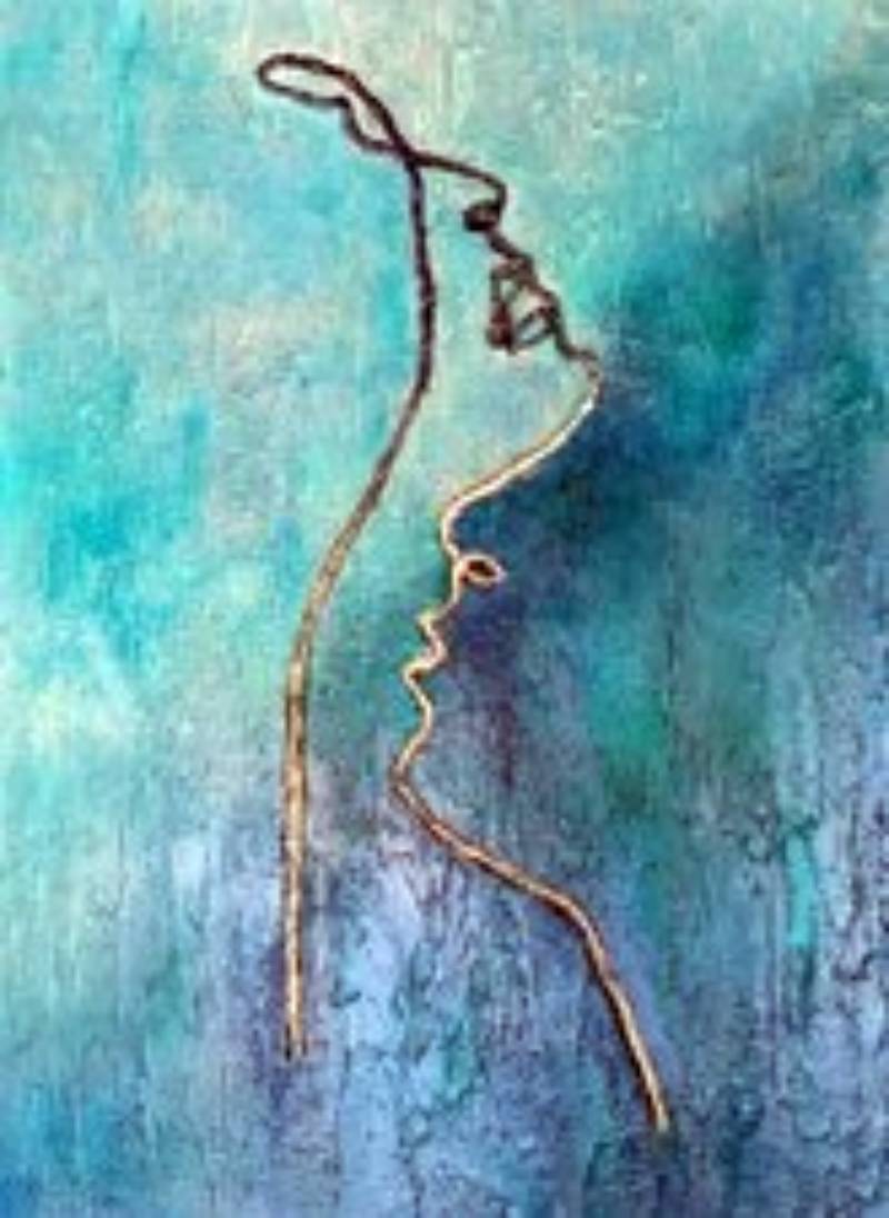 DUALITÉ – Toile 3D Relief et Dentelle Torsadée – Œuvre Originale – Série Femme 4/5