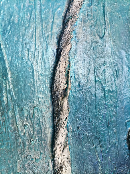 DUALITÉ – Toile 3D Relief et Dentelle Torsadée – Œuvre Originale – Série Femme 4/5