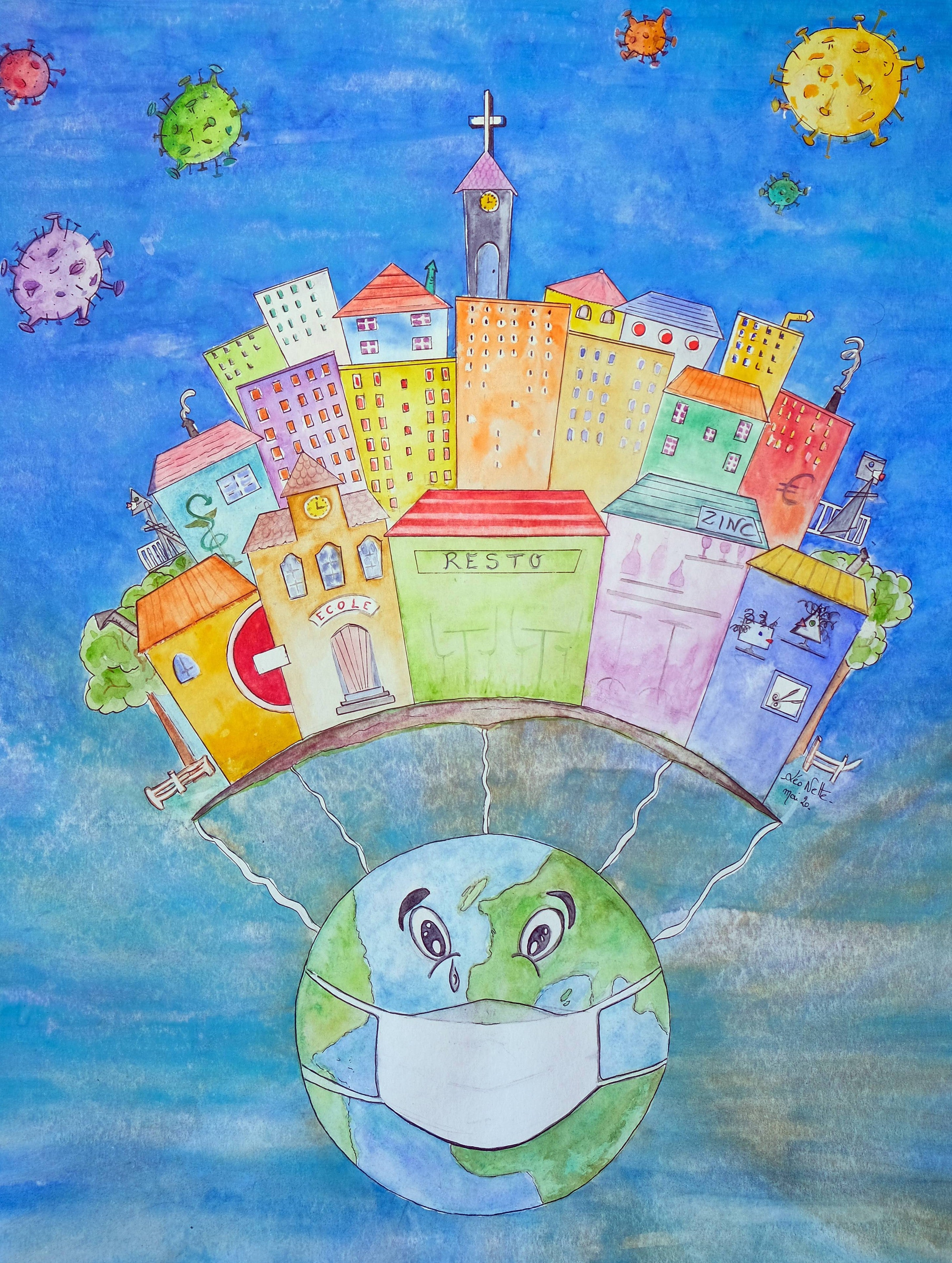 LA TERRE MALADE – Aquarelle Originale – Collection Personnelle