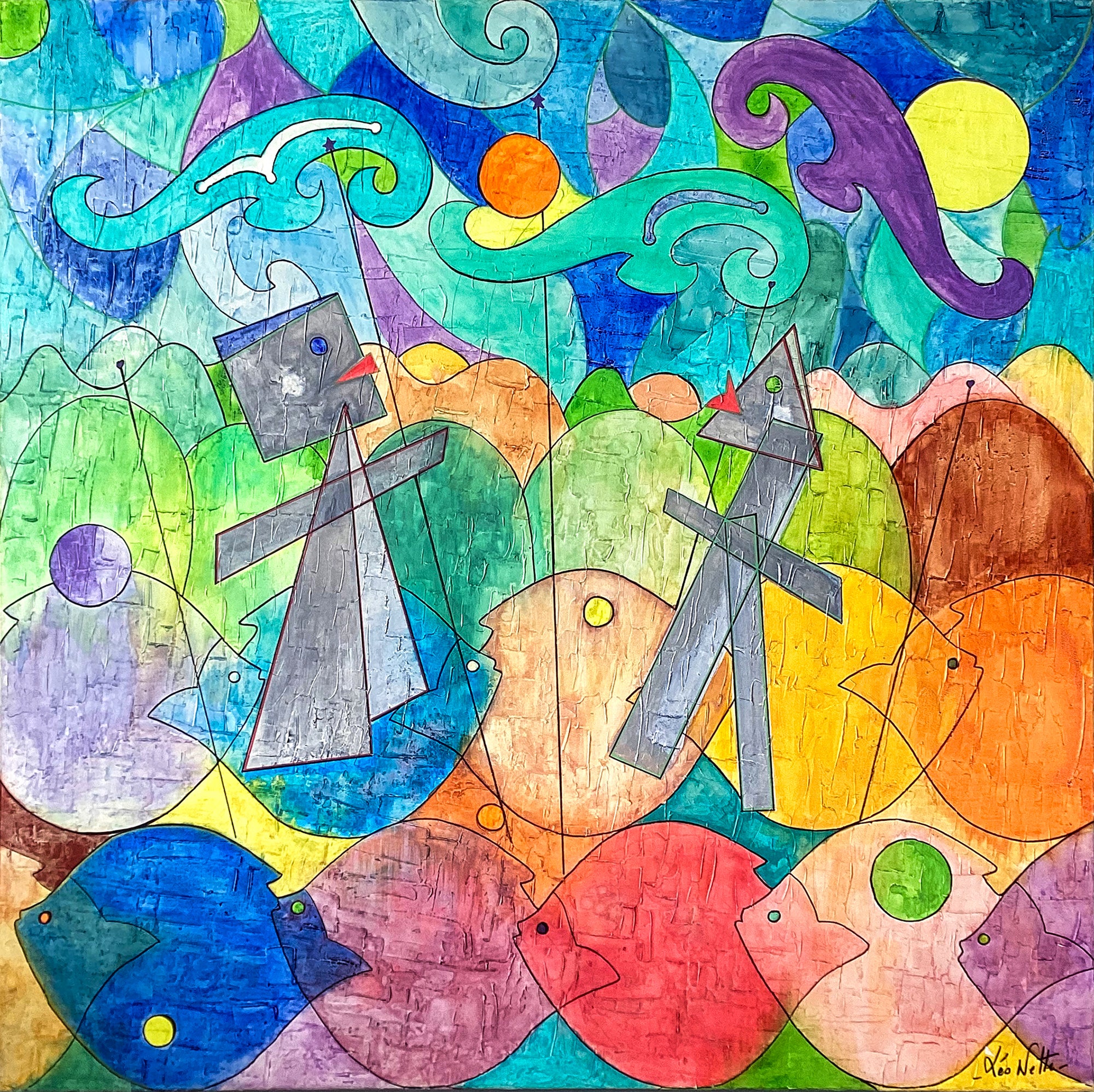 LEO NETTE AUX ANSES D'ARLET –  Aquarelle Originale sur Toile 3D– Collection Personnelle