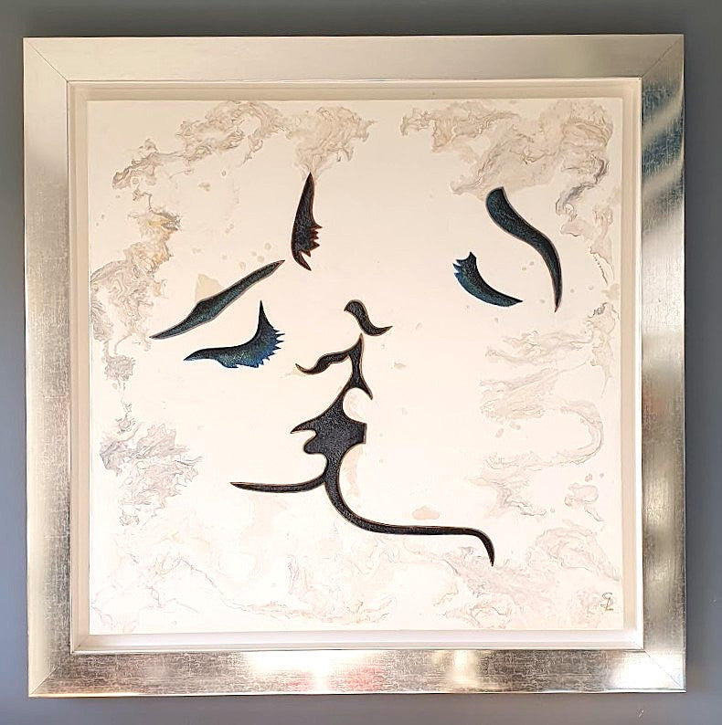 LE BAISER – Toile 3D Pouring & Reliefs – Œuvre Originale