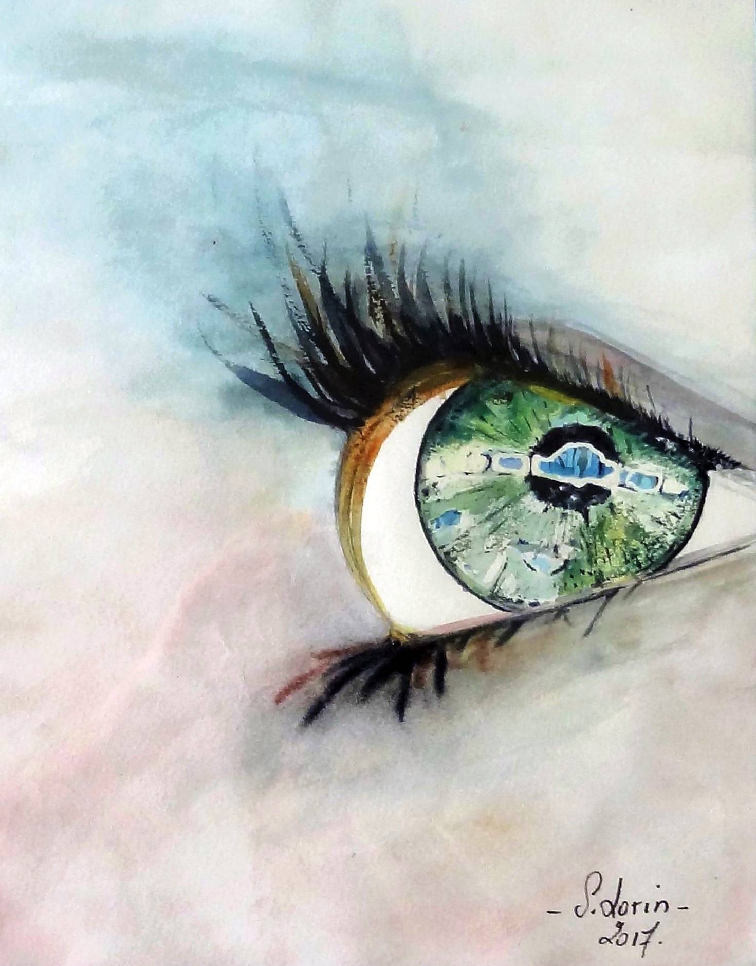 L'ŒIL – Aquarelle Originale – Collection Personnelle