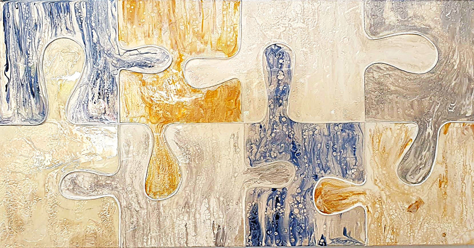 SORTIE 4/8 – Toile 3D Pouring & Cuir – Série PUZZLE