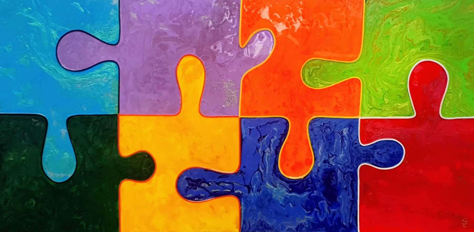 SURPRISES 1/8 – Toile 3D Pouring & Cuir – Série PUZZLE