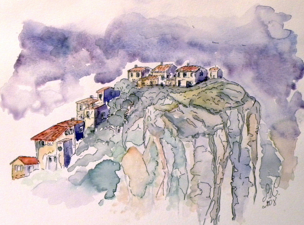 VILLAGES PERCHÉS DE PROVENCE – Aquarelle Originale – Collection Personnelle